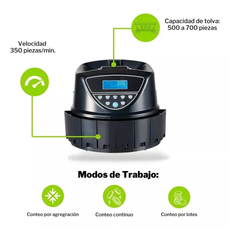 Contadora De Monedas Cuenta Separa Total - Electroshopy - Vista 3