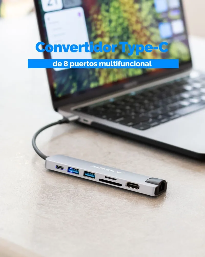 Convertidor Typec De 8 Puertos - Electroshopy - Vista 2