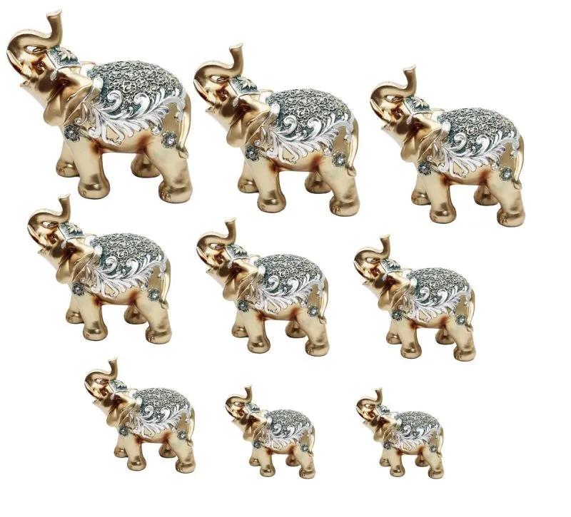 Elefante Plateado Verde X 9 Vintage - Electroshopy