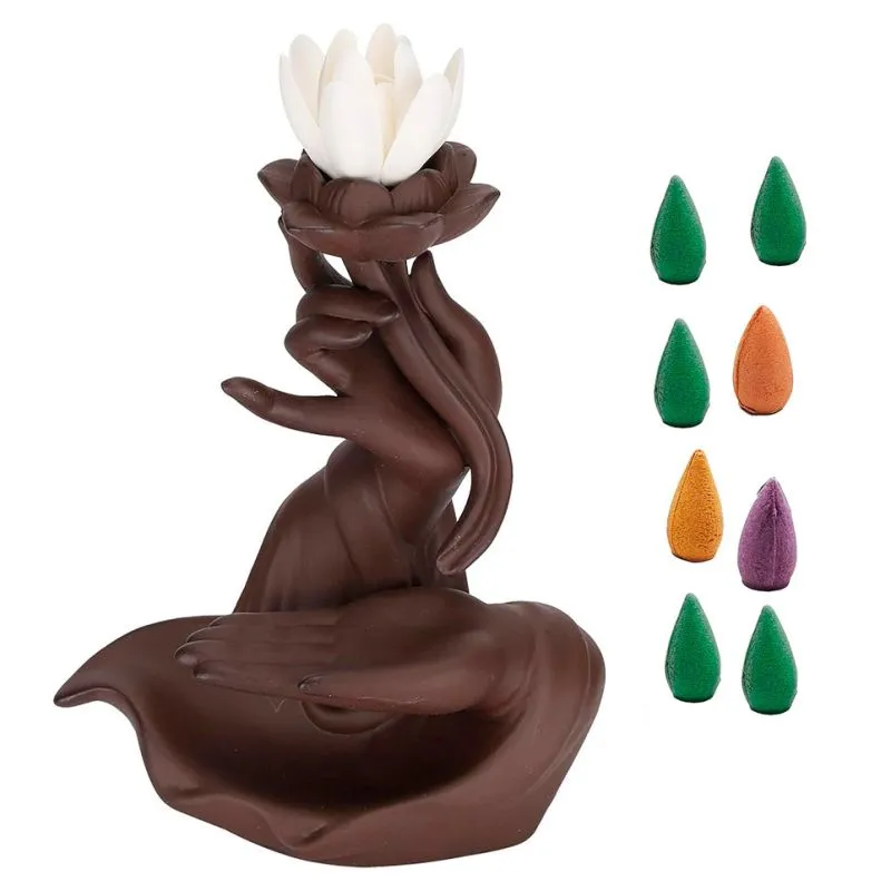 Mano Flor De Loto Quemador Incienso 0339 - Electroshopy