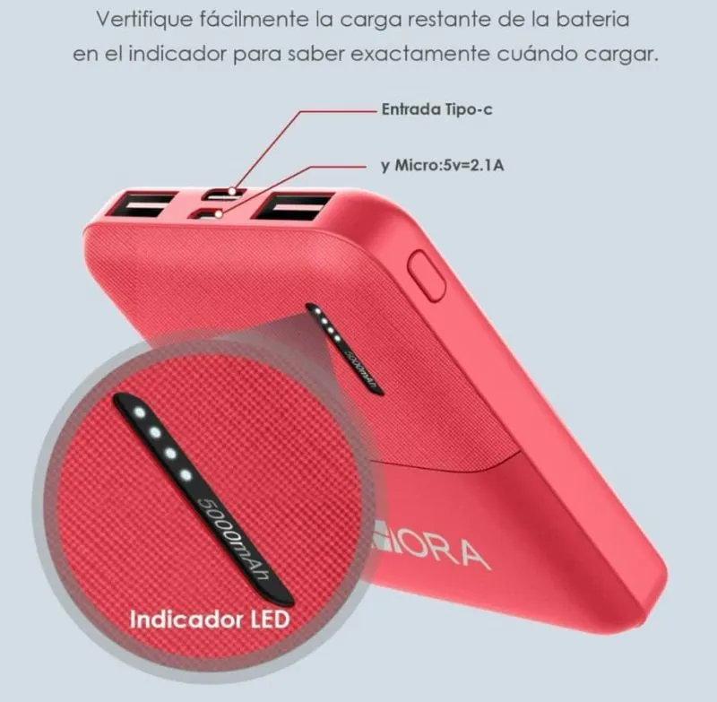 Power Bank 5000 Mah Mini - Electroshopy - Vista 3