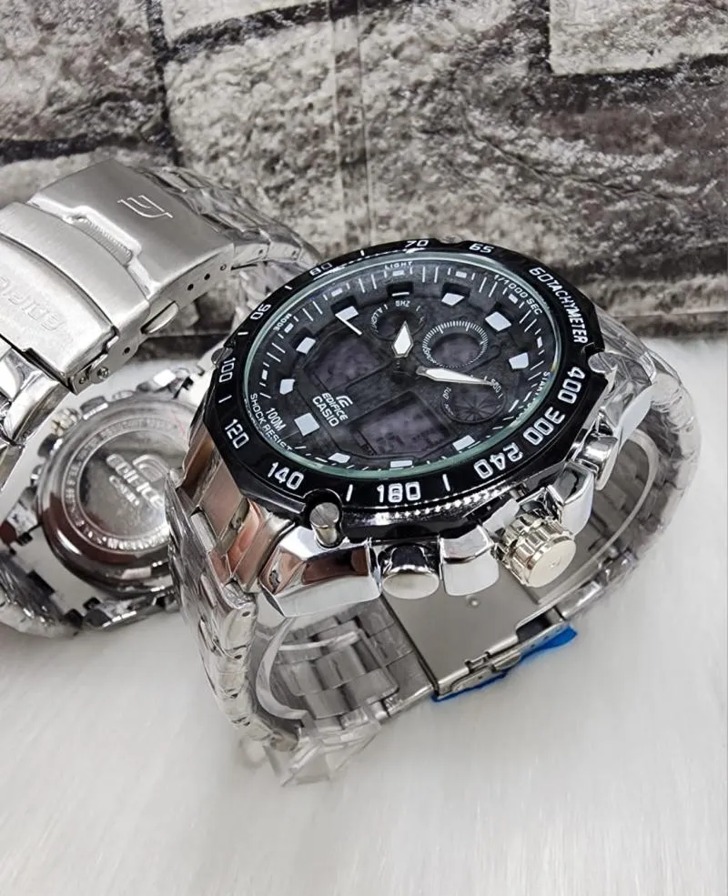 Reloj Casio Edifice Doble Hora Repujado - Electroshopy