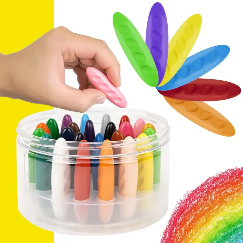 Set 24 Crayones Cera No Toxicos Lavables - Electroshopy