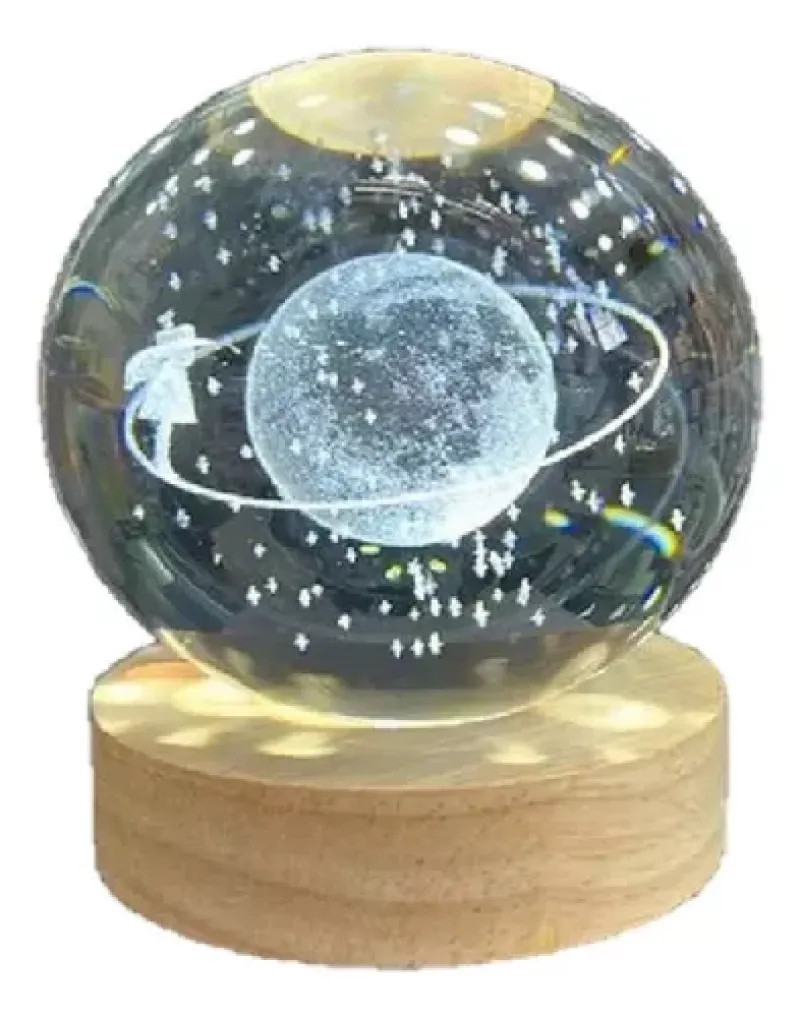 Lampara Colores 3d Cristal Planeta 8cm - Electroshopy