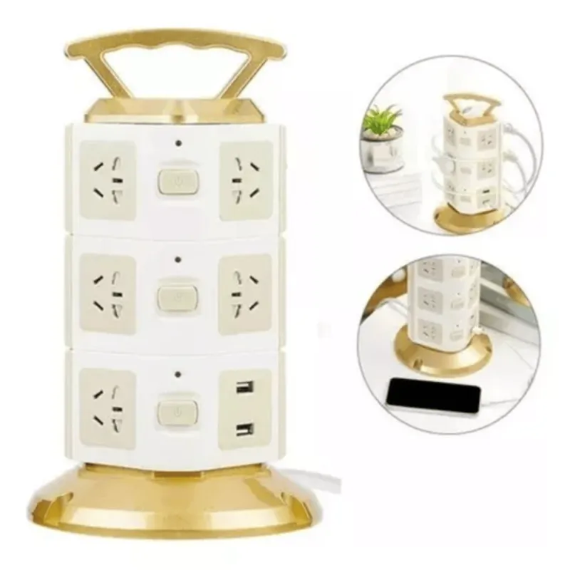 Torre Multi Toma Corriente 3 Niveles Usb - Electroshopy