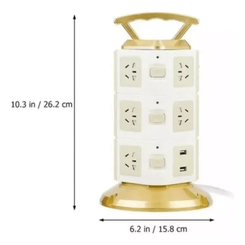 Torre Multi Toma Corriente 3 Niveles Usb - Electroshopy - Vista 2